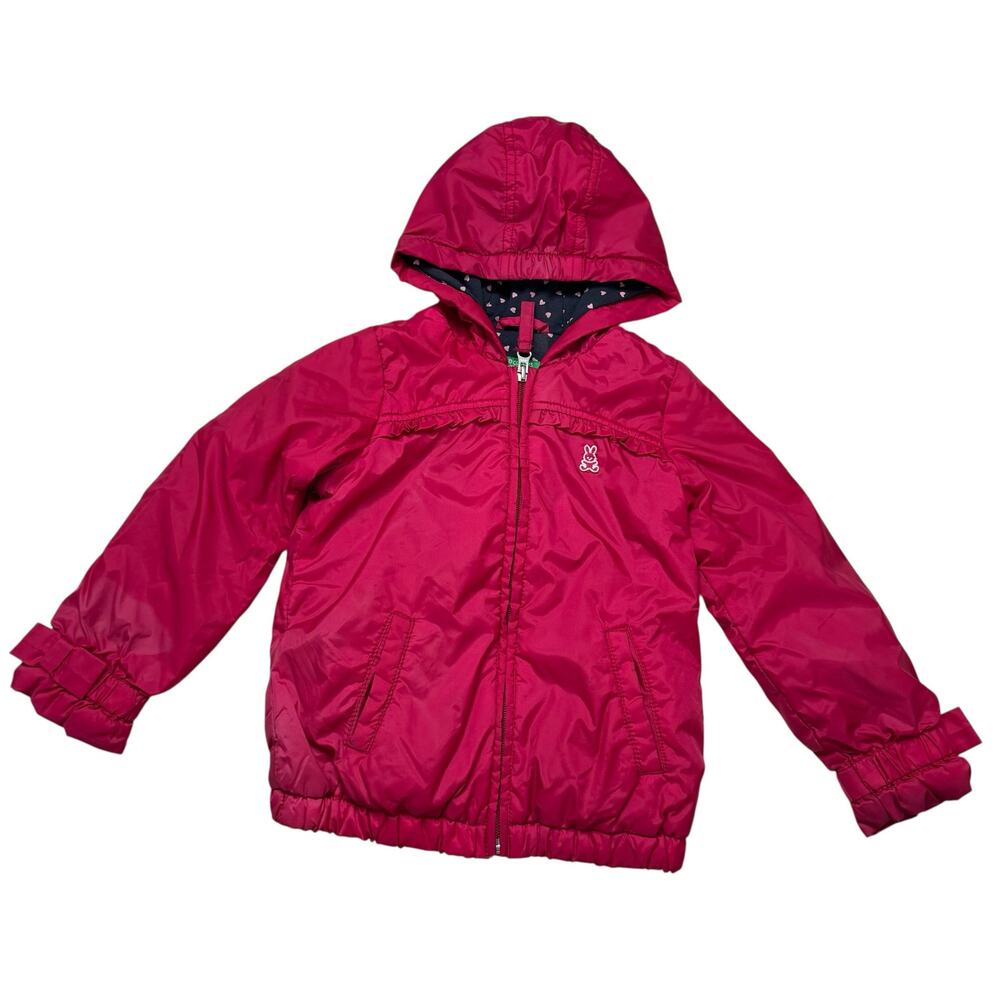 UNITED COLORS OF BENETTON Bright Pink Bunny Lined Hooded Jacket Size 5-6 Girls